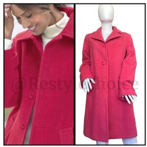 RASPBERRY PINK L.L Bean button Coat Wool/polyester